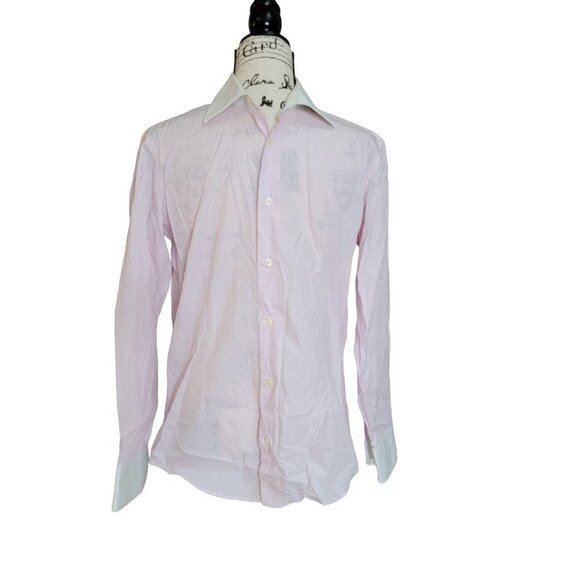 Angelo Lacagnina Slim Fit Striped Button Down Shirt - Size 15.5 - Picture 1 of 11